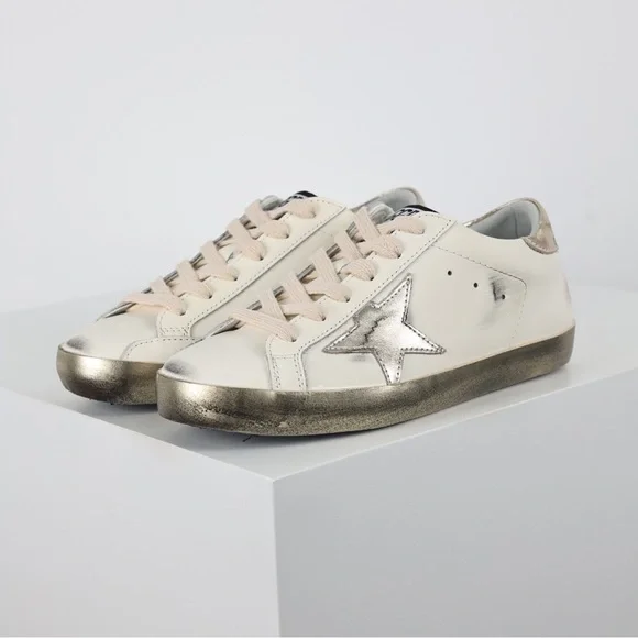 Golden Goose Cream and Silver Sneakers - Picture 1 of 9